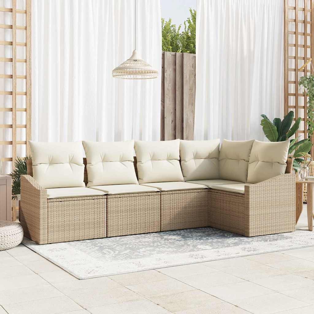 Garten Essgruppe mit Kissen mit Speicher 5 pcs Beige und Creme
